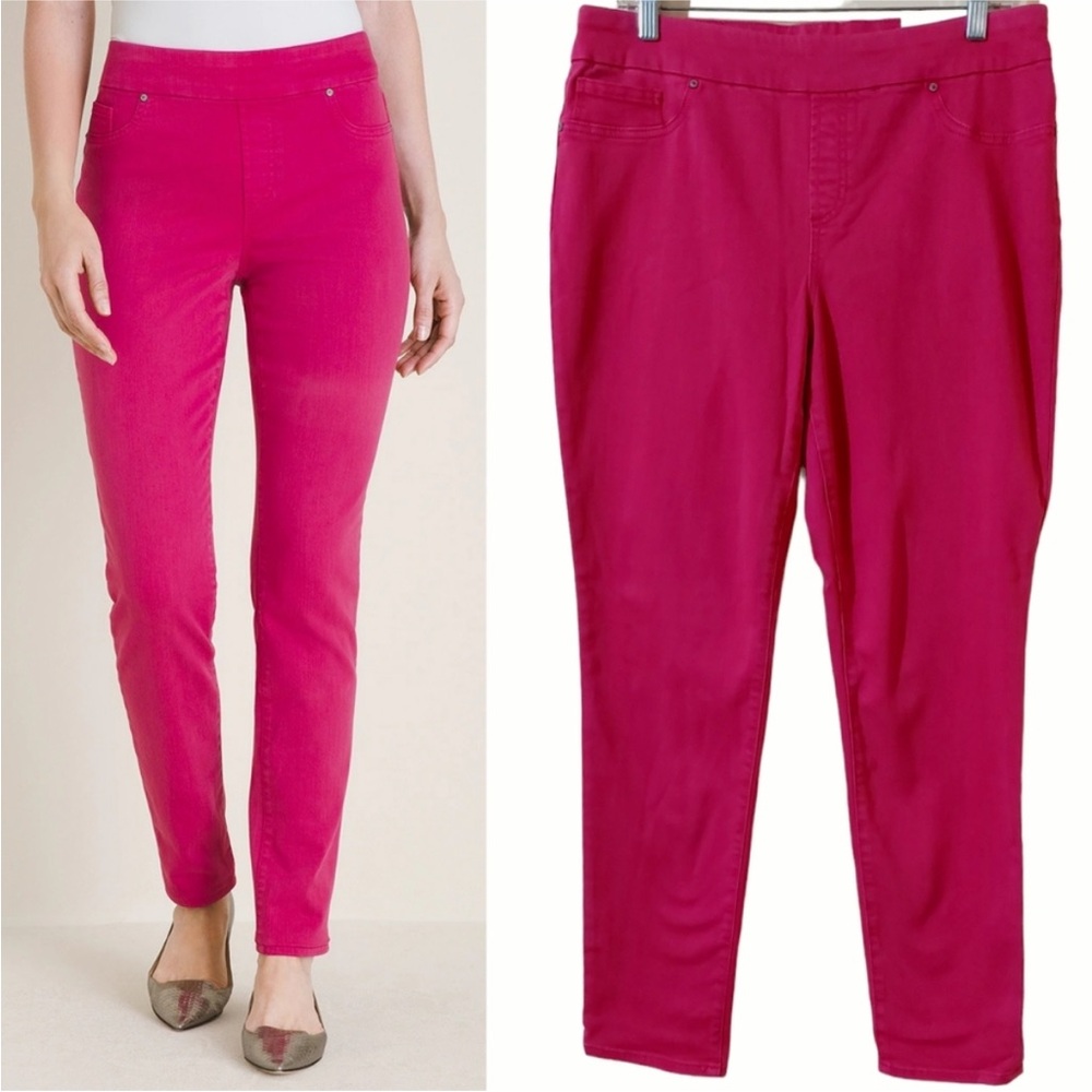 Chico's Denim Pull-on Jegging Jean Fashion Pants in Raspberry Pink‎ Size 2R NWT